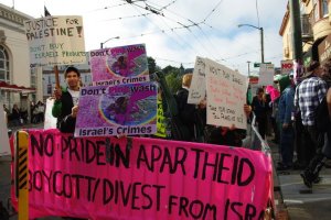 Queers Undermining Israeli Apartheid anti-pinkwashing action, June 2013